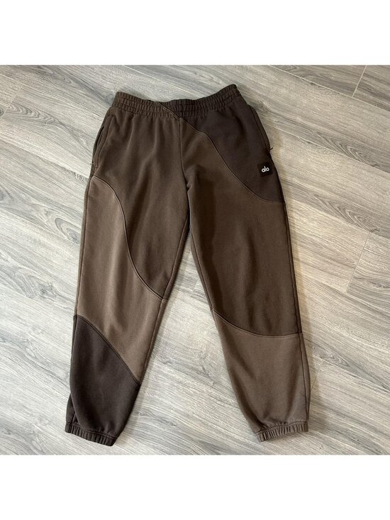 ALO Yoga Pants - Alo Yoga Make Waves Sweatpant Womens L Brown Colorblock Fleece Lined Lounge